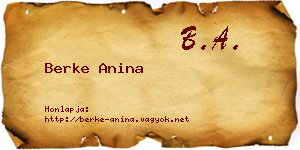 Berke Anina névjegykártya